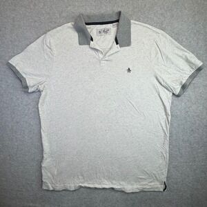 Original Penguin Mens XL Polo Shirt Grey Heather Short Sleeve Cotton